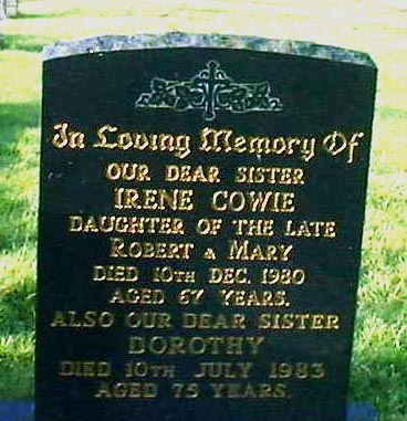 Irene Cowie gravestone